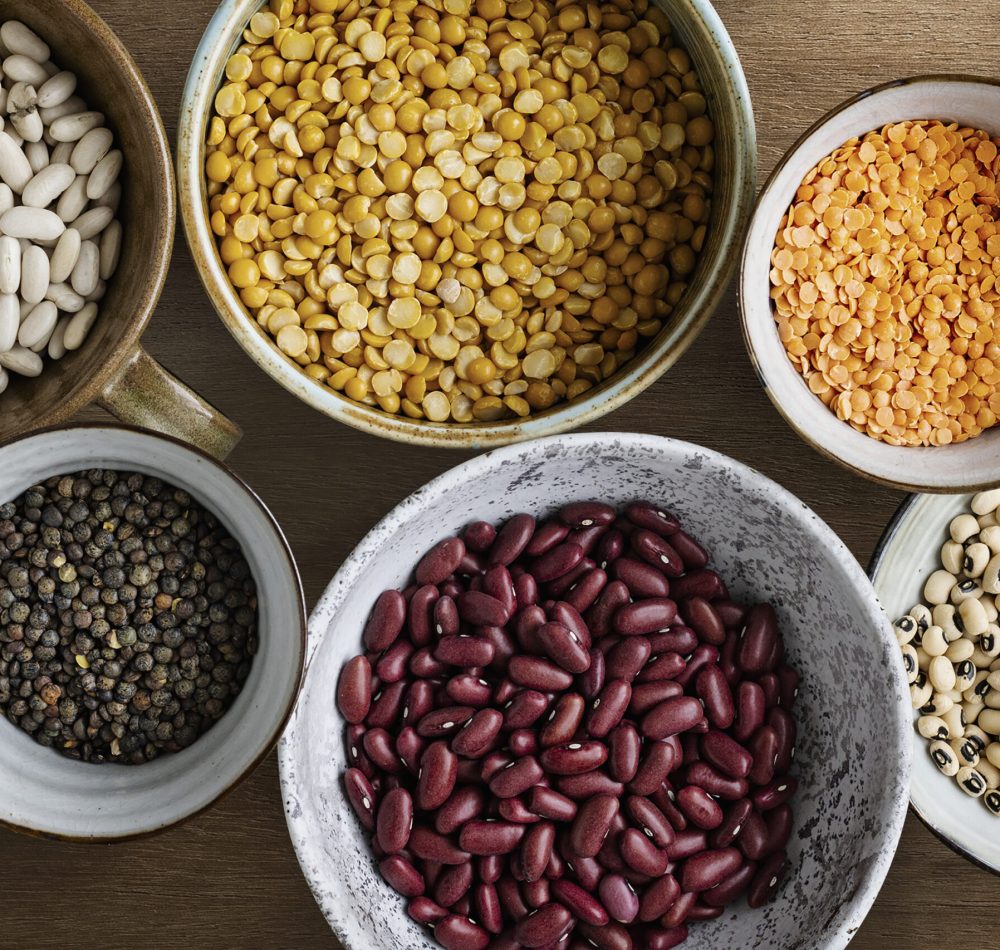 Lentils and beans flat lay food photography